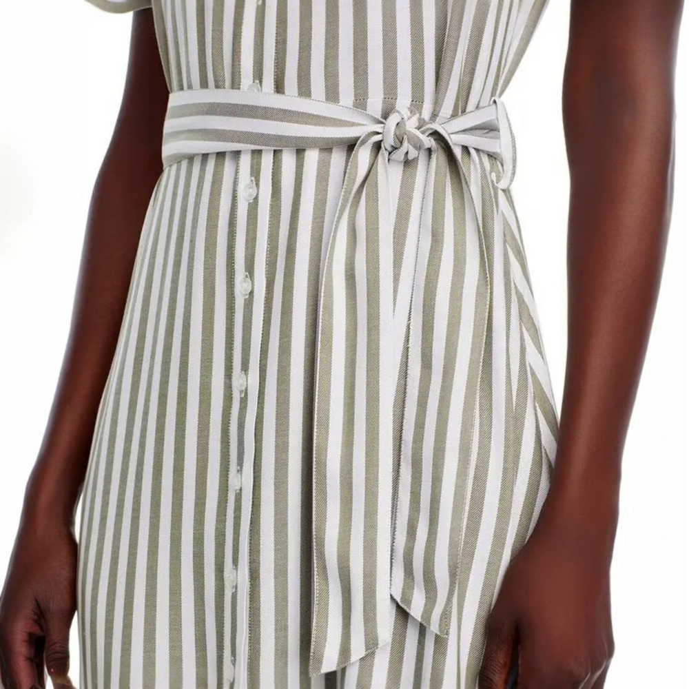 T Tahari Women's Striped Belted Shirtdress – Green, Size 10 | Classic Nautica - Picture 6 of 6